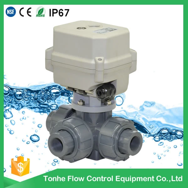 3 Way 2′′ PVC Double Union Motorized Electric Control Ball Valve