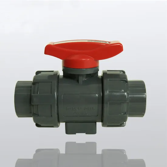 Válvula de bola manual de unión de Trun con mango amarillo de PVC DN65